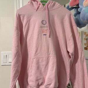 Fila Pastel Pink Hoodie with Graphic Design